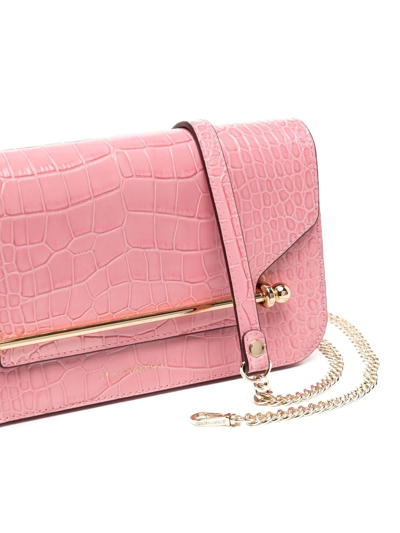 Shop Strathberry East/west Embossed Crossbody Bag In Pink