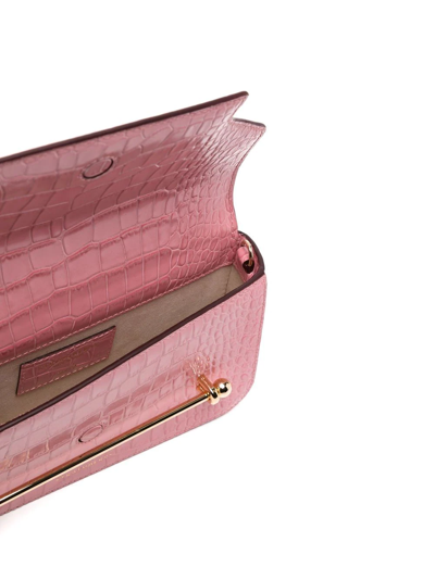 Shop Strathberry East/west Embossed Crossbody Bag In Pink