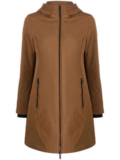 Shop Woolrich Firth Long Softshell Parka In Brown