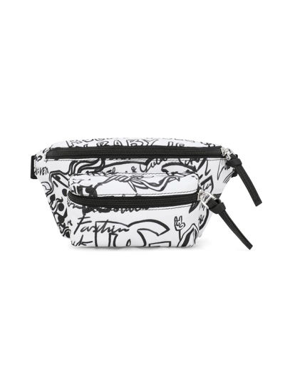 Dolce & Gabbana Kids' Graffiti-print Belt Bag In Black