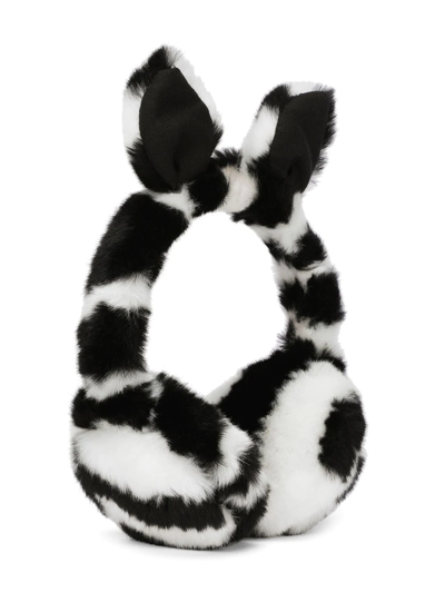 Shop Dolce & Gabbana Zebra-print Faux-fur Earmuffs In White