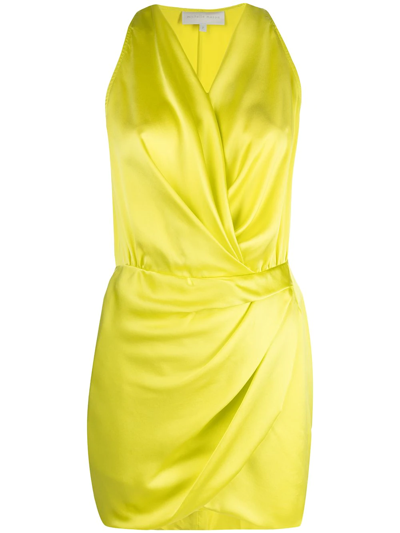 Shop Michelle Mason Draped-detail Halterneck Dress In Yellow