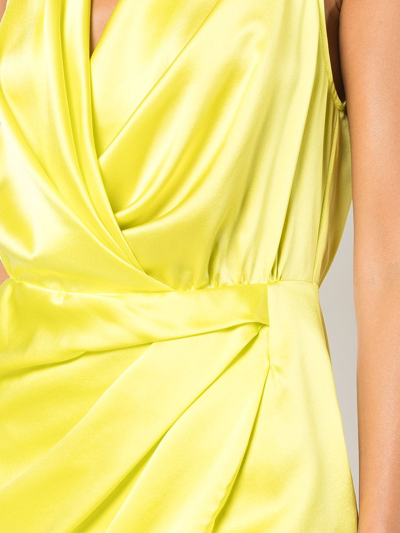 Shop Michelle Mason Draped-detail Halterneck Dress In Yellow