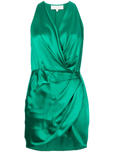 Shop Michelle Mason Draped-detail Halterneck Dress In Green