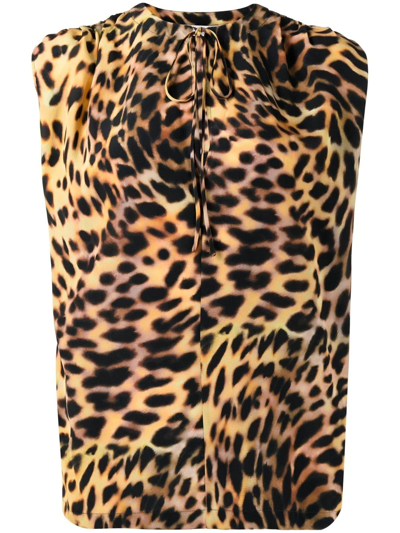 Shop Stella Mccartney Leopard-print Silk Blouse In Brown