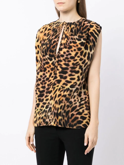 Shop Stella Mccartney Leopard-print Silk Blouse In Brown