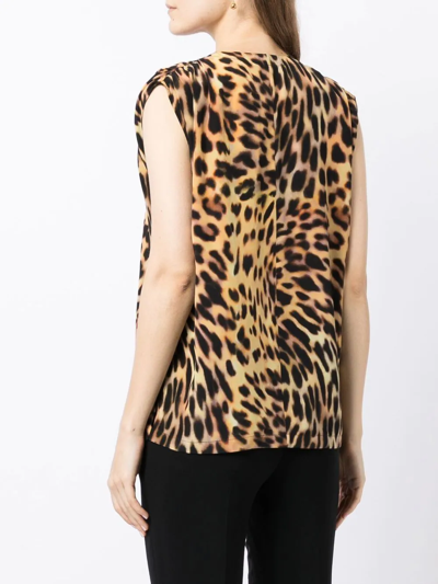 Shop Stella Mccartney Leopard-print Silk Blouse In Brown