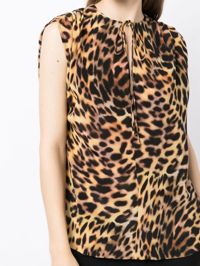 Shop Stella Mccartney Leopard-print Silk Blouse In Brown