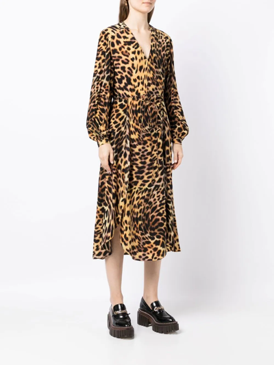 Shop Stella Mccartney Leopard-print Midi Dress In Brown