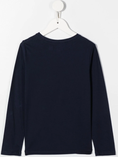 Shop Ralph Lauren Logo-print Long-sleeve T-shirt In Blue