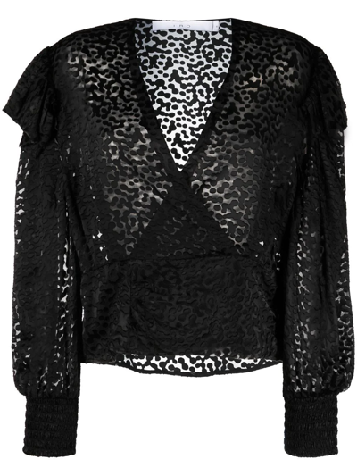 Shop Iro Leopard-print Satin Blouse In Black