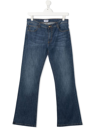 Shop Moschino Mid-rise Flared Jeans In Blue