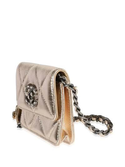 Pre-owned Chanel Mini Diamond-quilted Crossbody Bag In Neutrals
