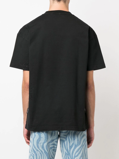 Palm Angels Black Crewneck T-shirt With Maxi Logo Print On The Front In Cotton Man In Black
