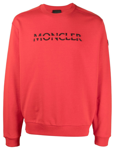 Shop Moncler Logo Crew-neck Sweatshirt In Red