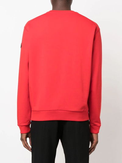 Shop Moncler Logo Crew-neck Sweatshirt In Red