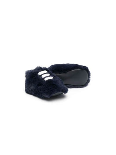Shop Montelpare Tradition Faux-fur Lace-up Sneakers In Blue