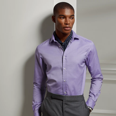 Shop Ralph Lauren Purple Label Oxford Shirt In Purple