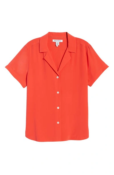 Shop Tommy Bahama Talullah Silk Camp Shirt In Red Flash