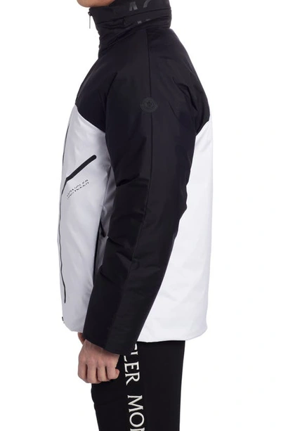 Shop Moncler Barcena Colorblock Down Jacket In White/ Black