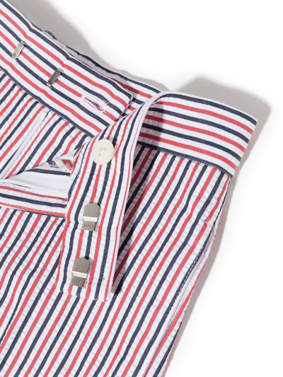 Shop Thom Browne Striped Seersucker Bermuda Shorts In White