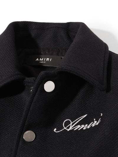 Shop Amiri Bones Logo-print Varsity Jacket In Black