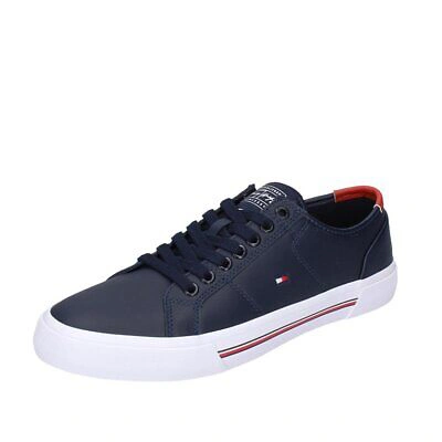 Pre-owned Tommy Hilfiger Herren Schuhe  41 Eu Sneakers Blau Leder Bf680-41