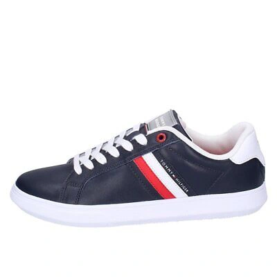 Pre-owned Tommy Hilfiger Schuhe Herren  Sneakers Blau Leder Bf677