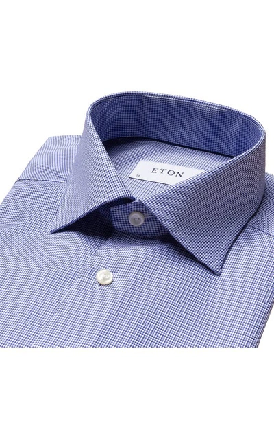 Shop Eton Slim Fit Houndstooth Cotton Dress Shirt In Blue
