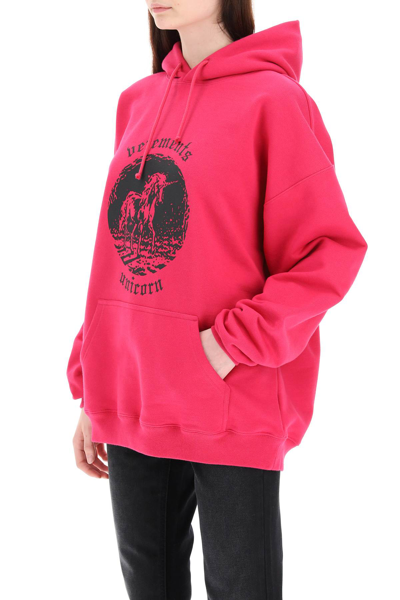 Shop Vetements Double Unicorn Hoodie In Fuchsia