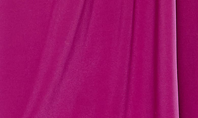 Shop Mac Duggal One-shoulder Jersey Midi Dress In Magenta