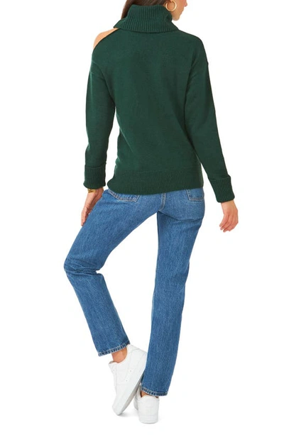 Shop 1.state Cutout Shoulder Turtleneck Sweater In Pine Green