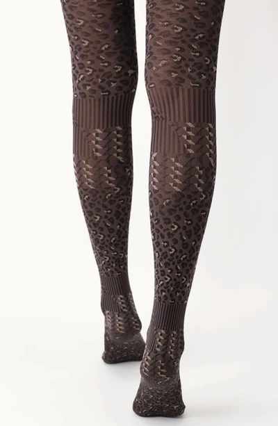Shop Oroblu Mixed Pattern Opaque Tights In Brown