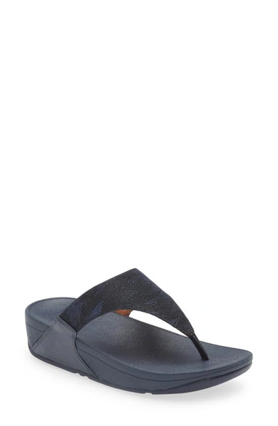 Shop Fitflop Lulu Glitz Toe Post Sandal In Midnight Navy