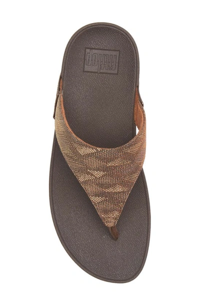 Shop Fitflop Lulu Glitz Toe Post Sandal In Chocolate Metallic