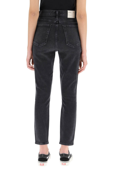 Shop Agolde Nico High Rise Slim Fit Jeans In Black