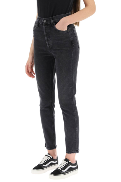 Shop Agolde Nico High Rise Slim Fit Jeans In Black