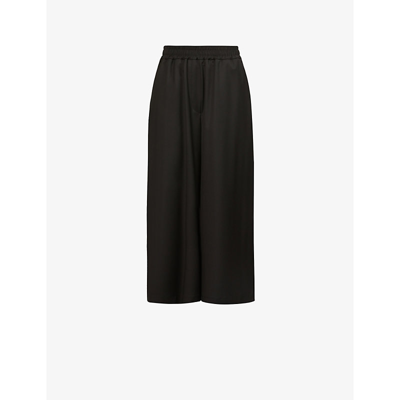Shop Loewe Wide-leg High-rise Stretch-woven Trousers In Black