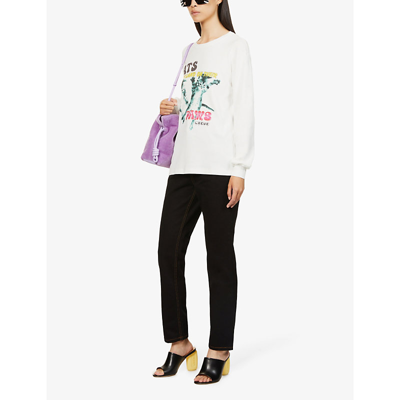 Shop Loewe Women's White Cats Graphic-print Long-sleeve Cotton-jersey Top