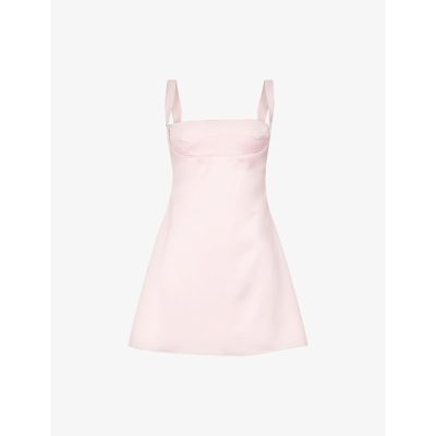 House Of Cb Kara Quilted-stitch Satin Mini Dress In Pink