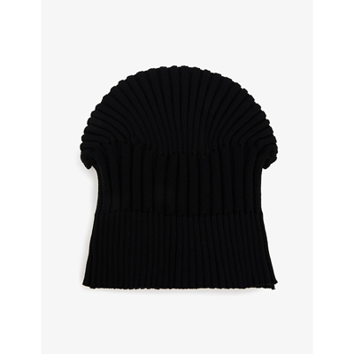 Shop Cfcl Fluted Ribbed Recycled Polyester-blend Beanie Hat In Black