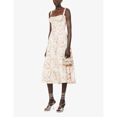 Shop House Of Cb Carmen Sleeveless Cotton-blend Midi Dress In Rose Print