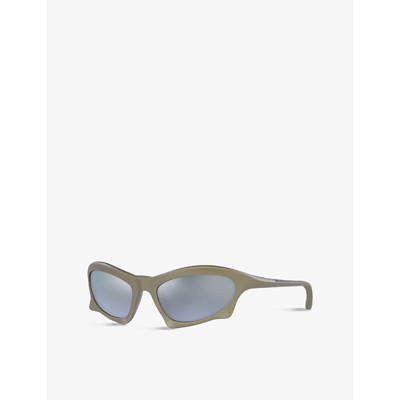 Shop Balenciaga Women's Silver Bb0229s Bat Rectangle Sunglasses