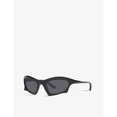 Shop Balenciaga Women's Black Bb0229s Bat Rectangle Sunglasses