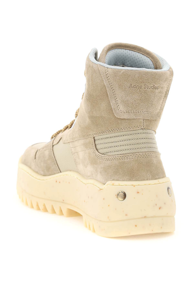 Shop Acne Studios Suede And Nylon Desert Boots In Beige