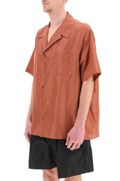 Shop Valentino Washed Taffetas Short-sleeved Shirt In Red