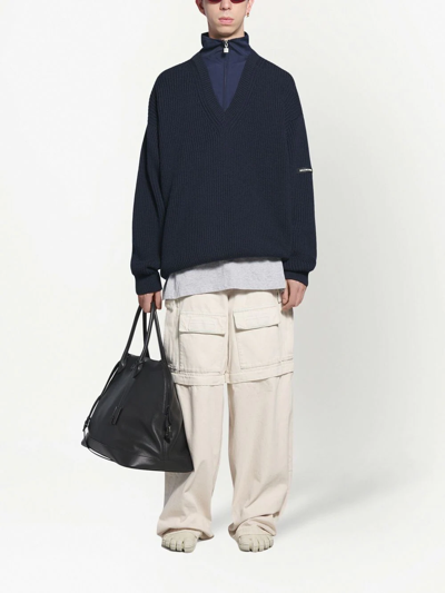 Shop Balenciaga Layered Tracksuit Jacket In Blue