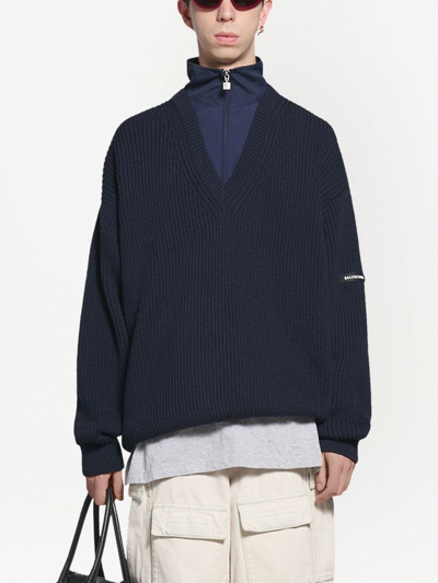 Shop Balenciaga Layered Tracksuit Jacket In Blue