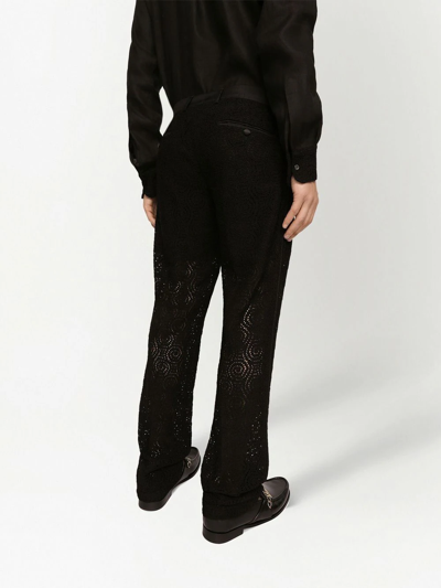 Shop Dolce & Gabbana Lace Straight-leg Trousers In Black