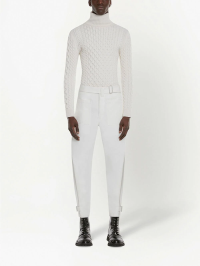 Shop Alexander Mcqueen Belted Cargo Trousers In White